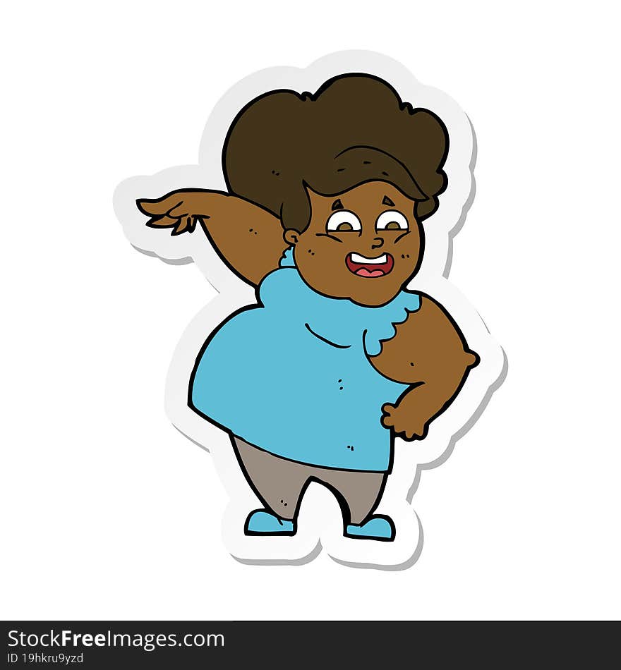 Sticker Of A Cartoon Oveweight Woman