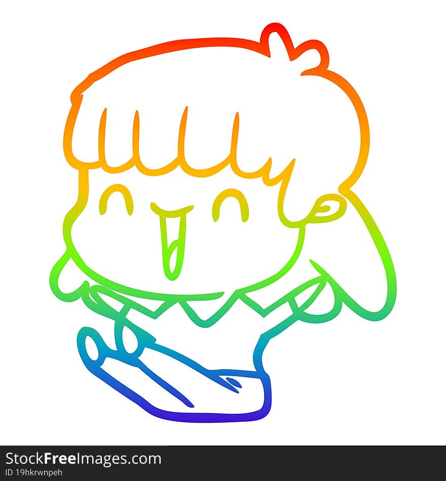 rainbow gradient line drawing of a cartoon woman