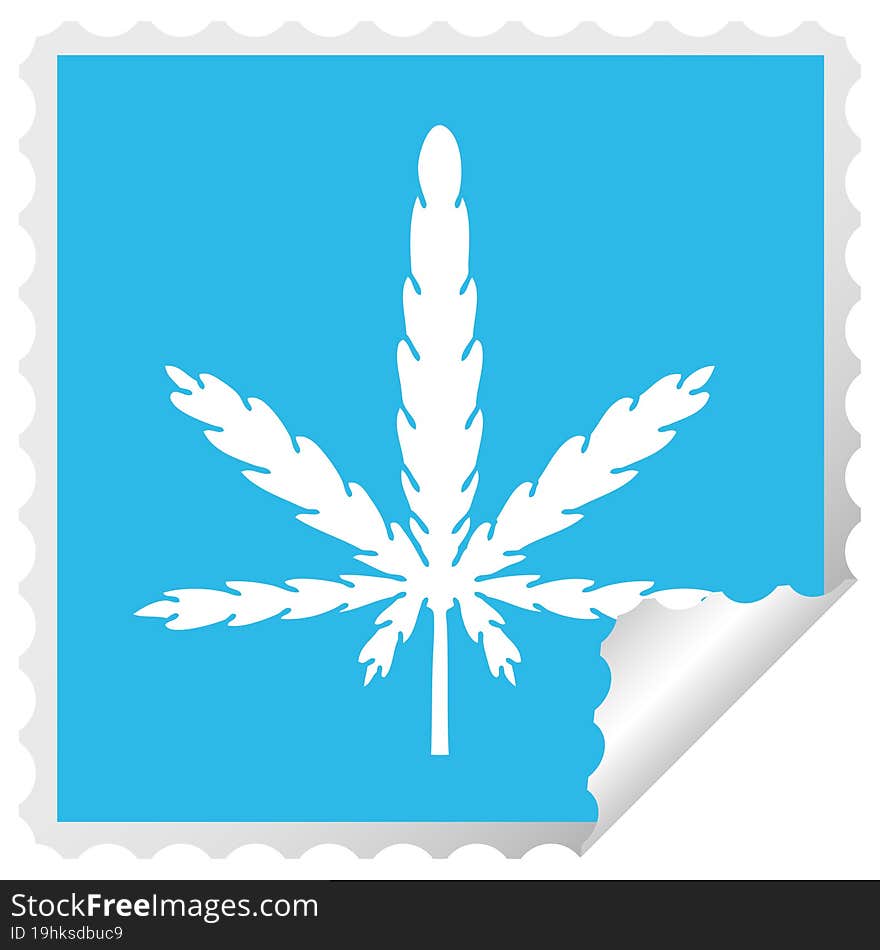 Quirky Square Peeling Sticker Cartoon Marijuana