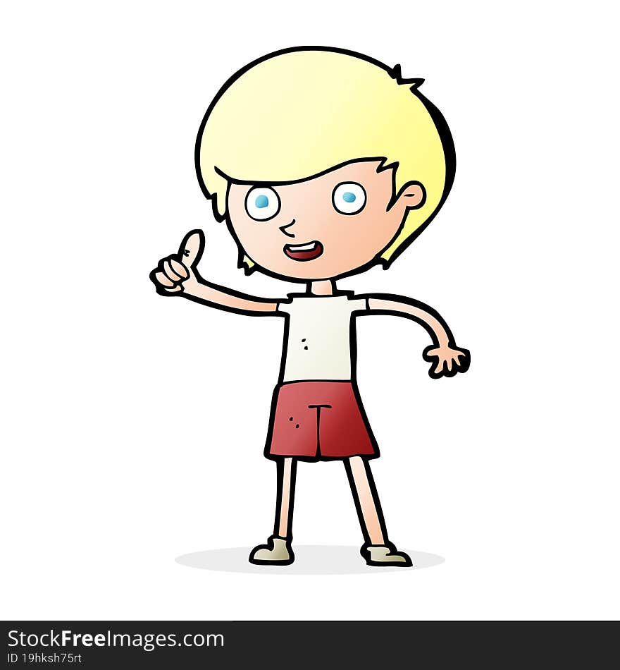 Cartoon Boy Giving Thumbs Up Symbol