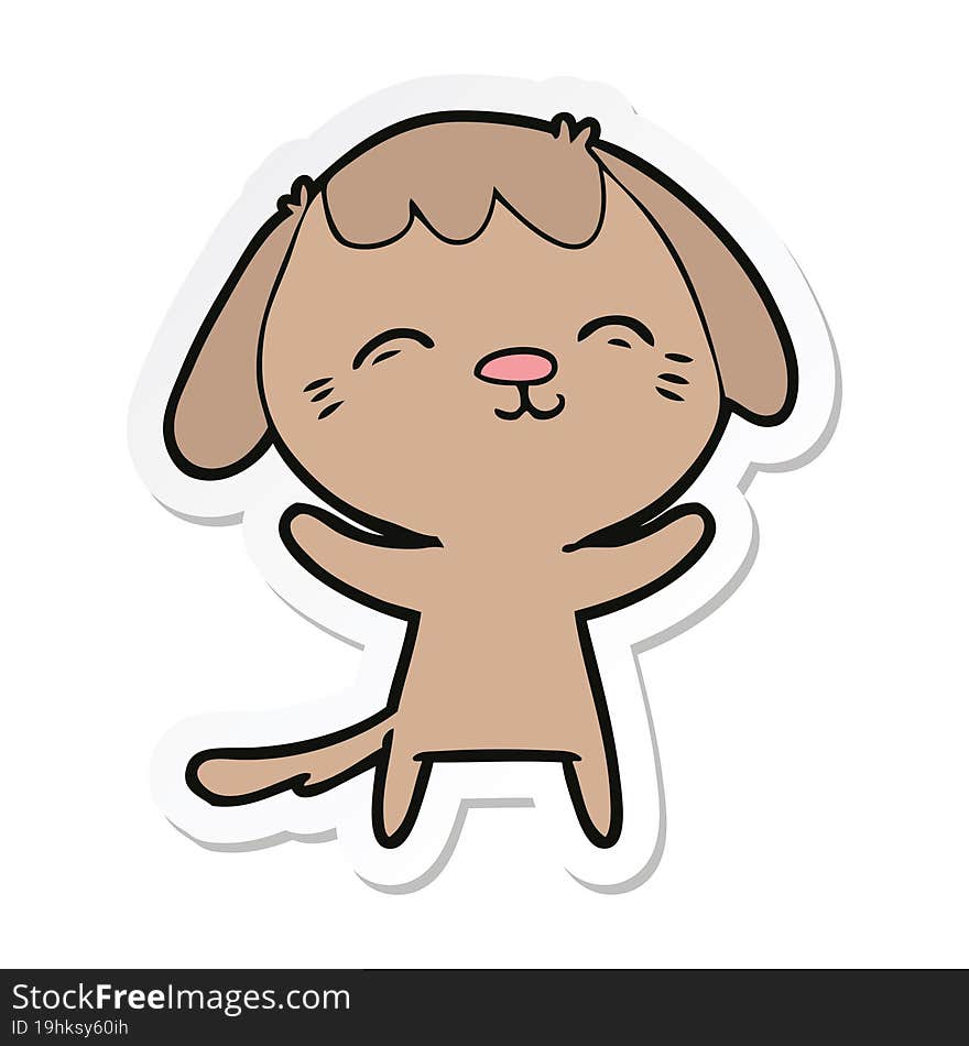 sticker of a happy cartoon dog