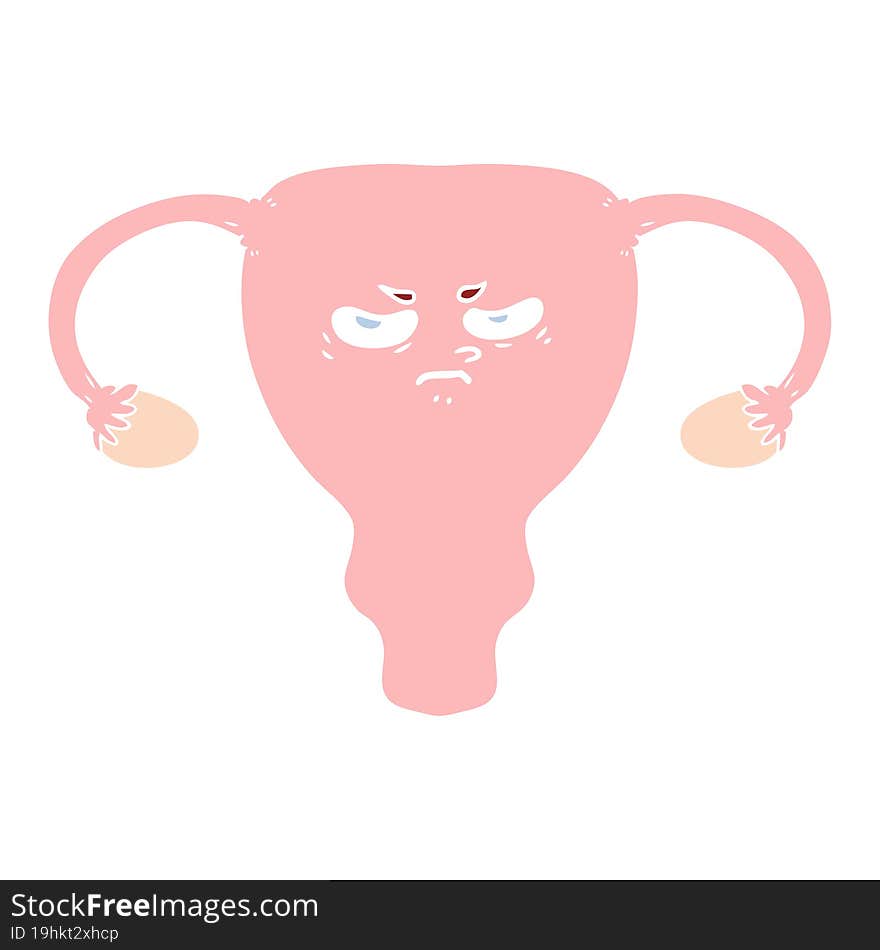 flat color style cartoon angry uterus