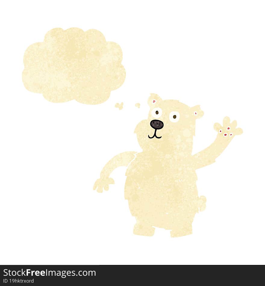 Cartoon Waving Polar Bear With Thought Bubble