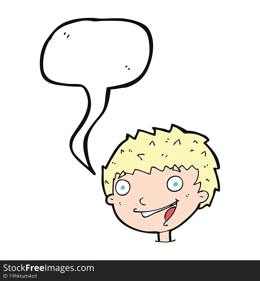 cartoon laughing boy with speech bubble