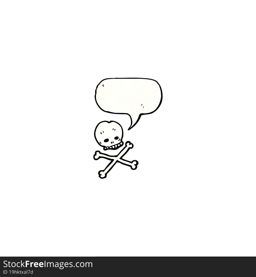 skull and crossbones with speech bubble cartoon