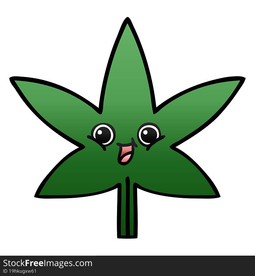 Gradient Shaded Cartoon Marijuana Leaf