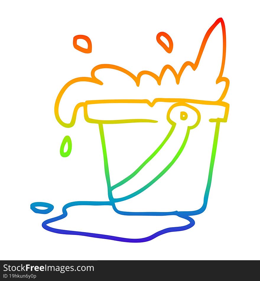 rainbow gradient line drawing cartoon bucket of water