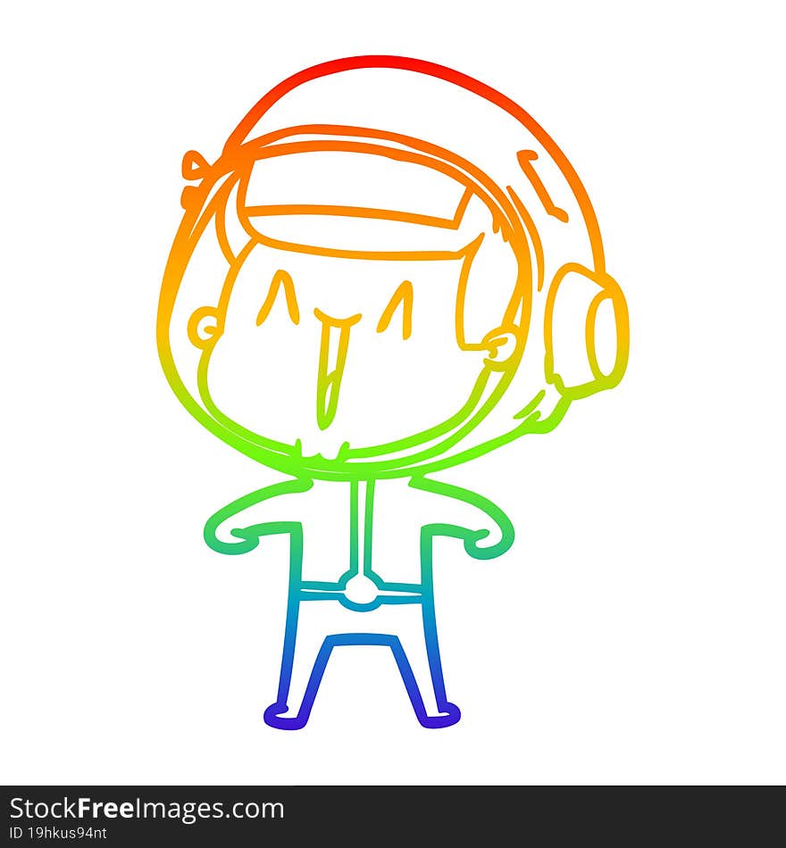 rainbow gradient line drawing happy cartoon astronaut