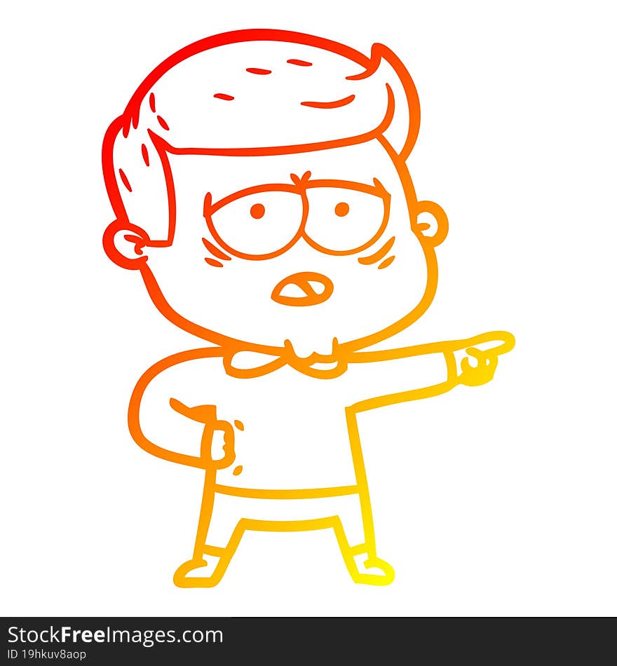 warm gradient line drawing cartoon tired man