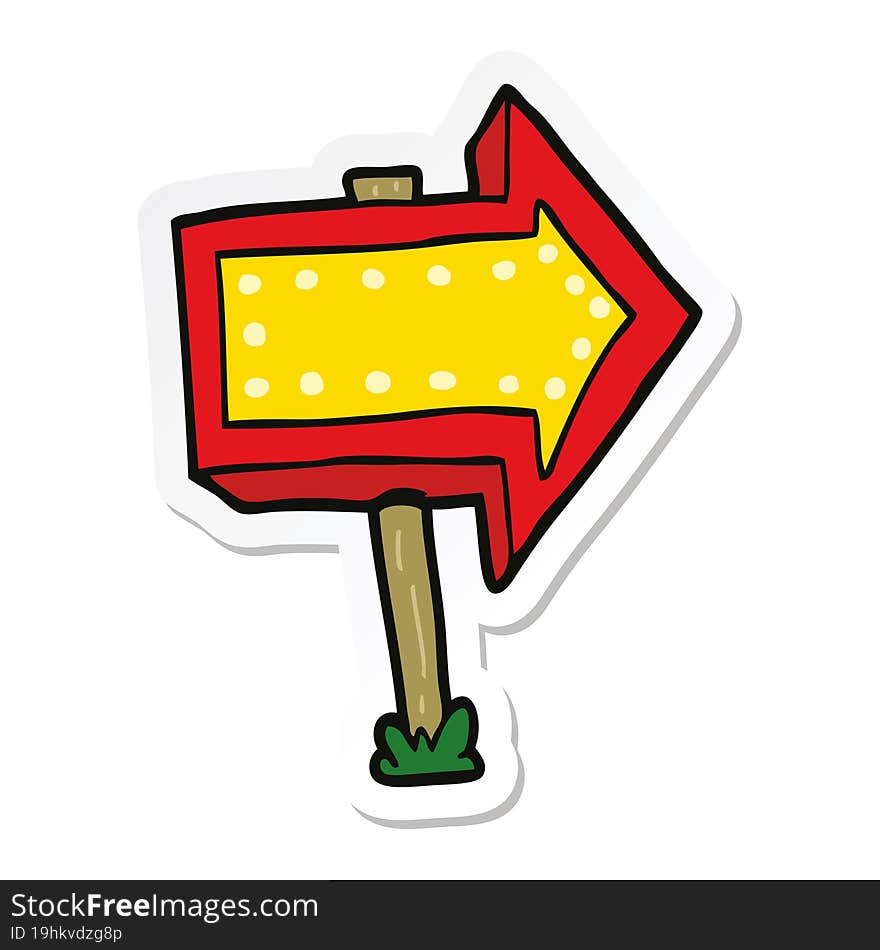 sticker of a cartoon pointing arrow sign