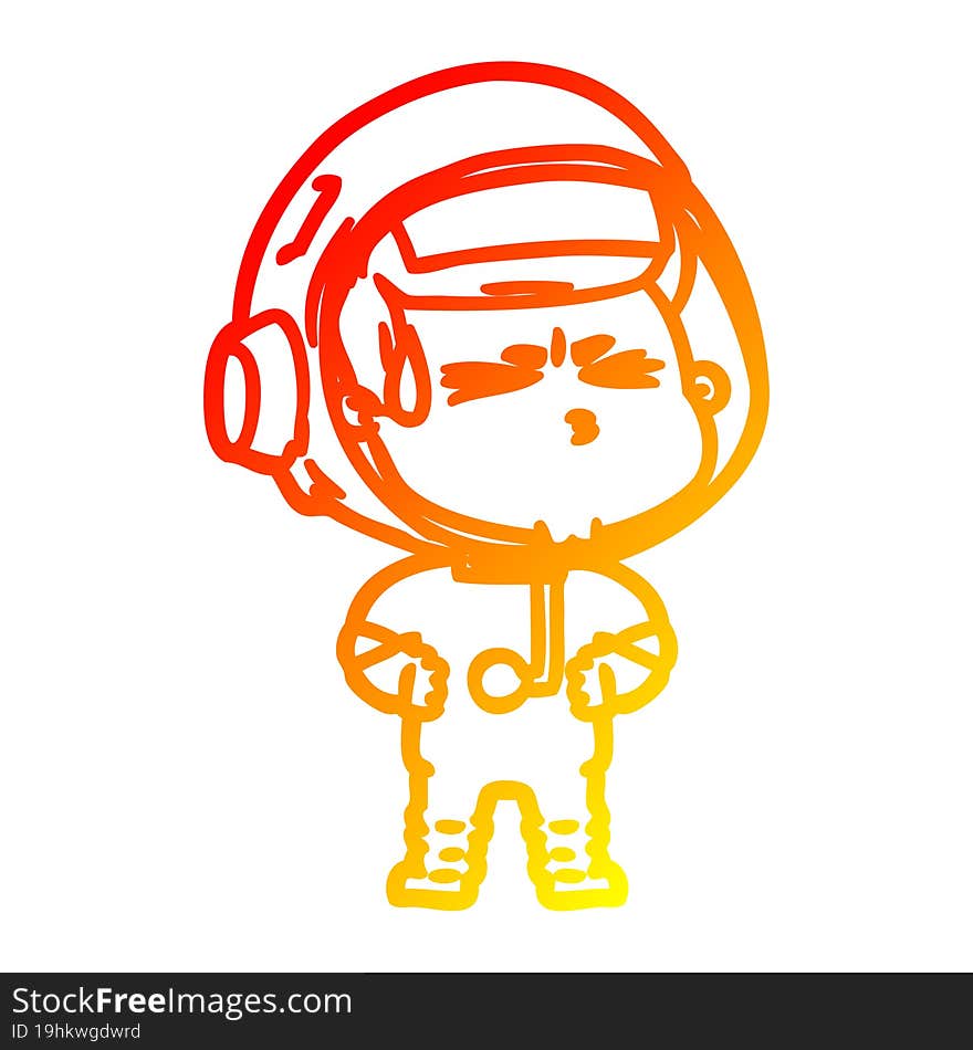 warm gradient line drawing cartoon stressed astronaut