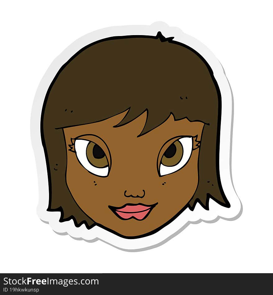 Sticker Of A Cartoon Female Face