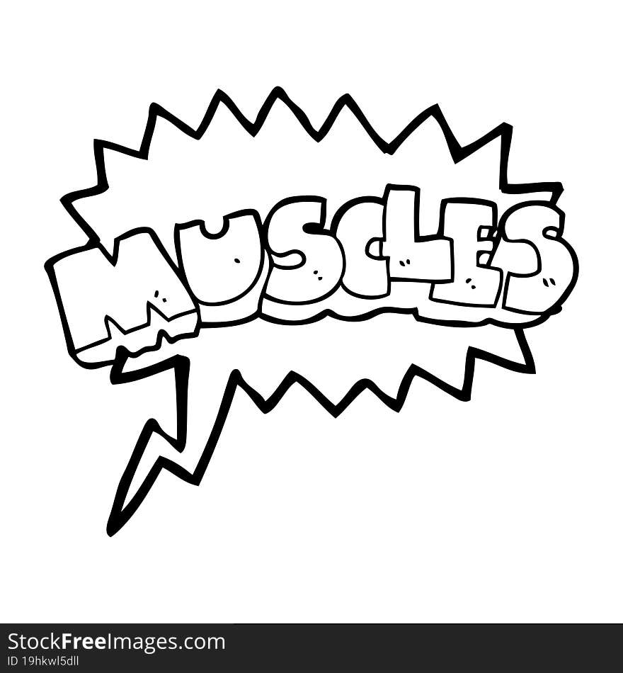 freehand drawn speech bubble cartoon muscles symbol