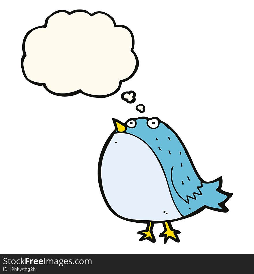 Cartoon Fat Bird With Thought Bubble