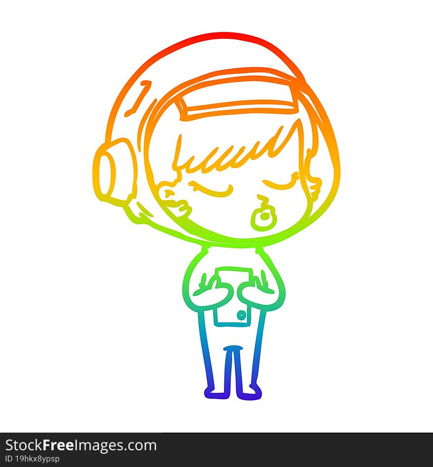 rainbow gradient line drawing cartoon pretty astronaut girl