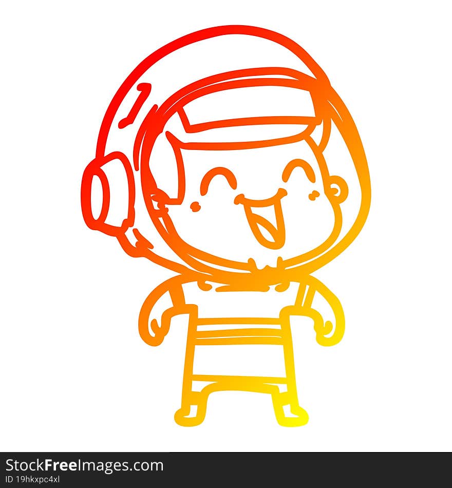 warm gradient line drawing of a happy cartoon astronaut