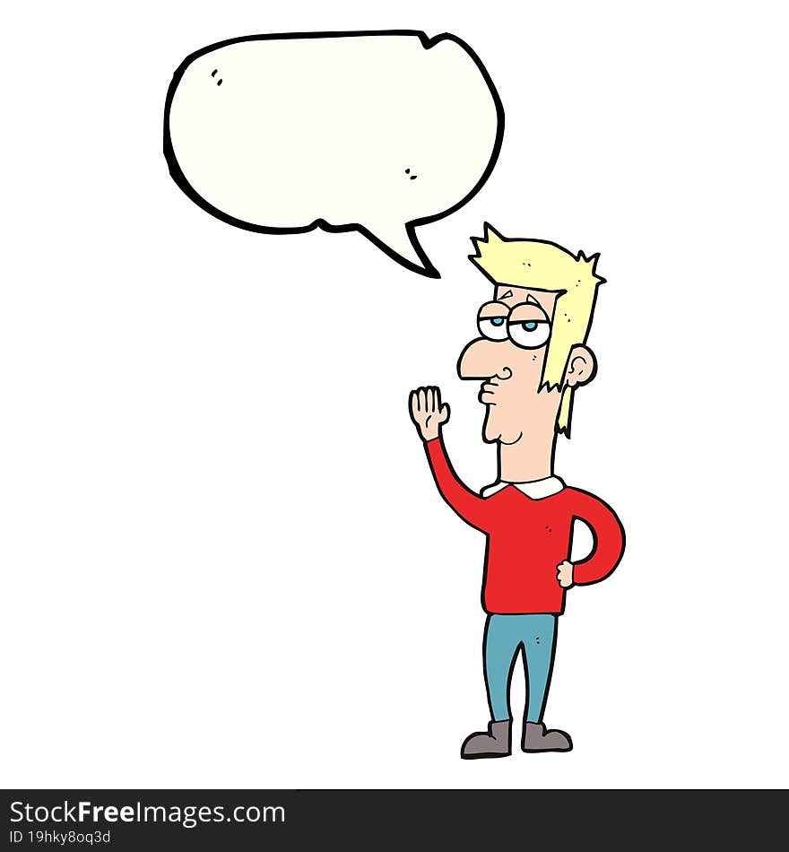 speech bubble cartoon man waving