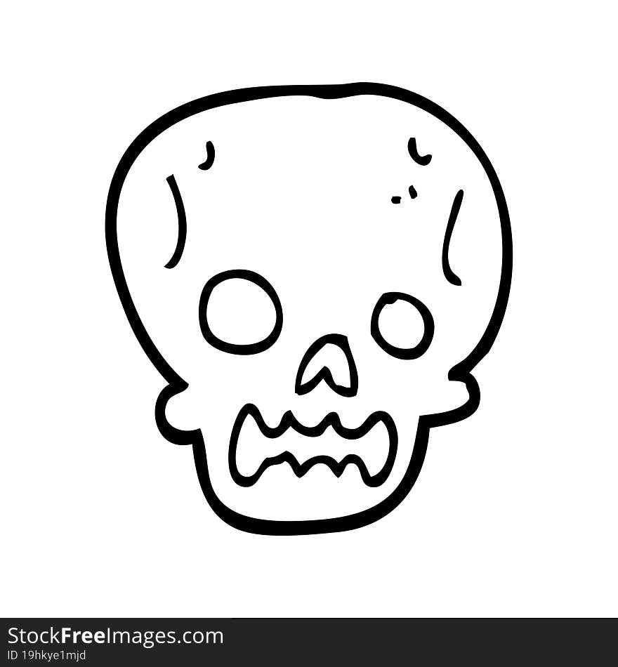 line drawing cartoon halloween skull