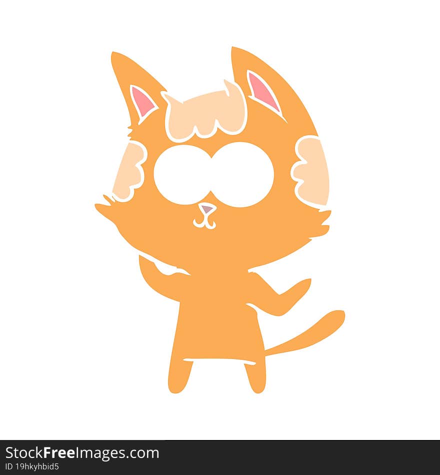 happy flat color style cartoon cat