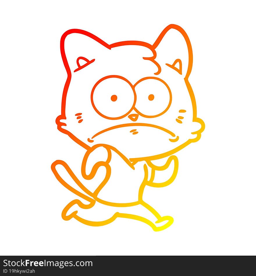 Warm Gradient Line Drawing Cartoon Nervous Cat