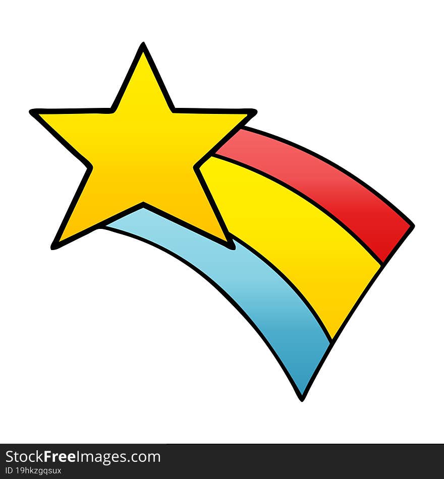 gradient shaded cartoon shooting rainbow star