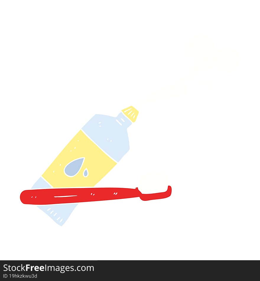 flat color illustration of a cartoon toothbrush and toothpaste