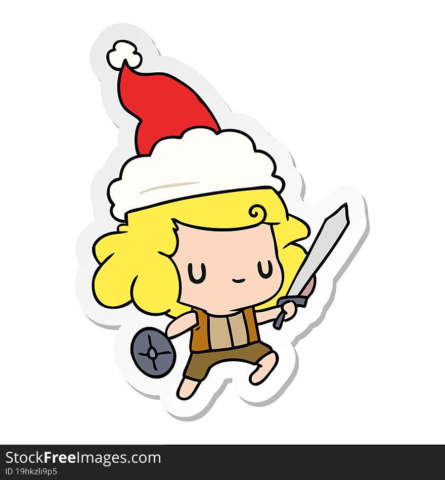 christmas sticker cartoon of kawaii boy