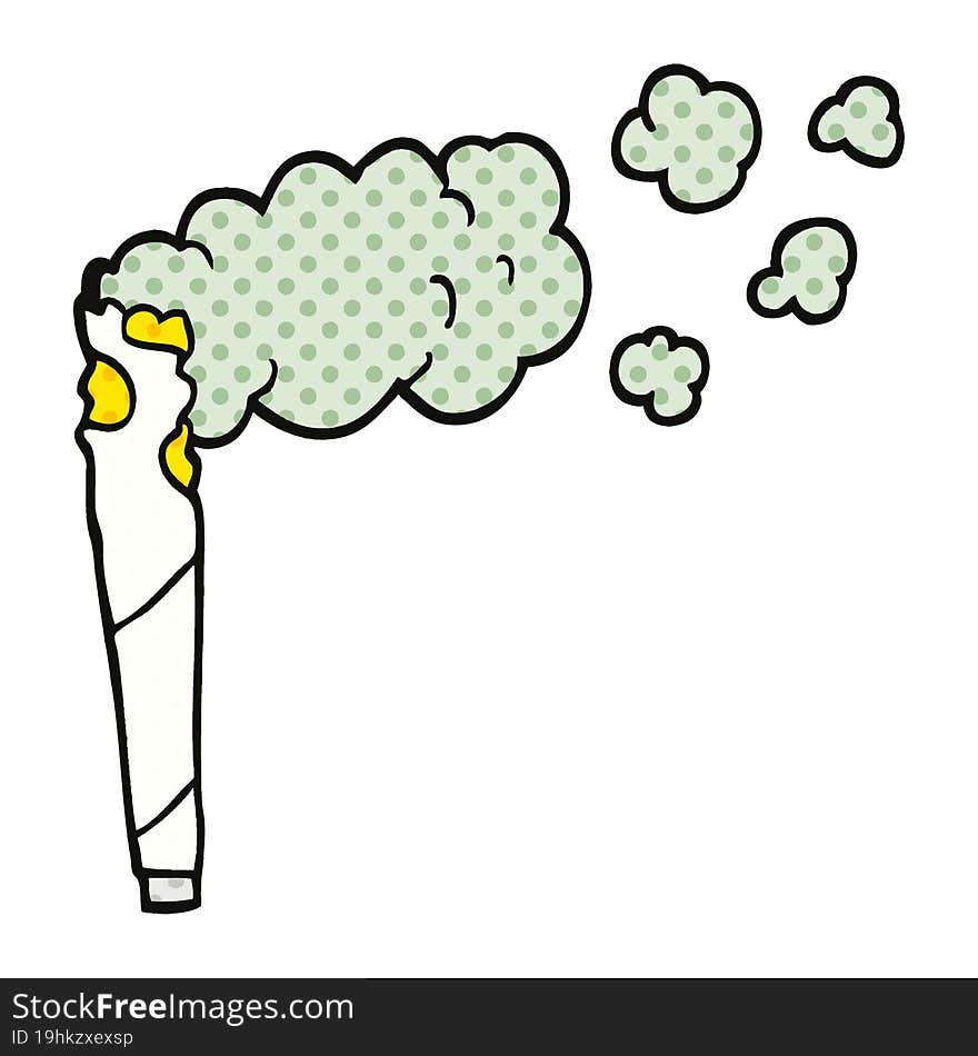 comic book style cartoon cannabis cigarette