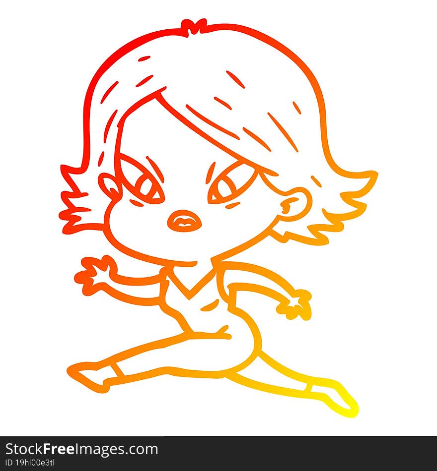 Warm Gradient Line Drawing Cartoon Stressed Woman