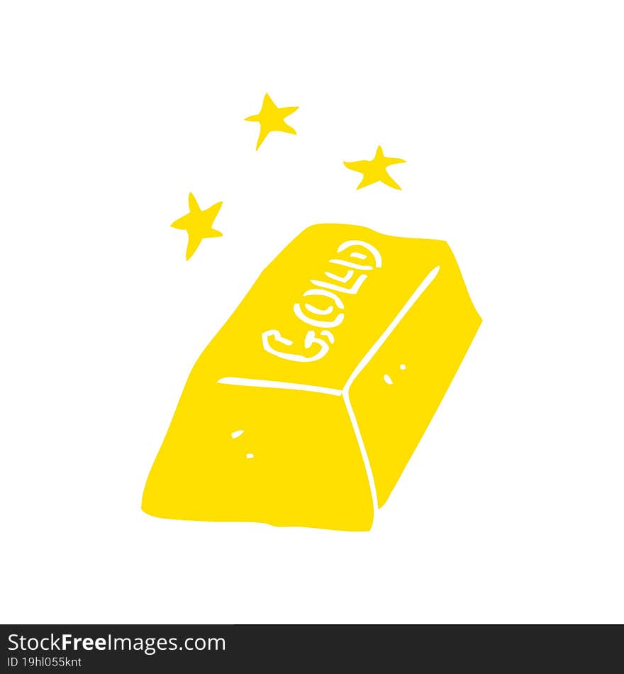 flat color illustration of a cartoon bar of gold