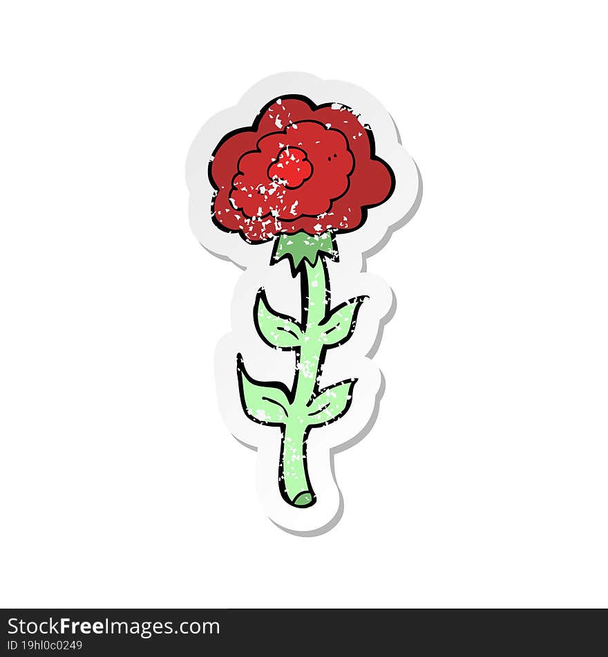 retro distressed sticker of a cartoon rose