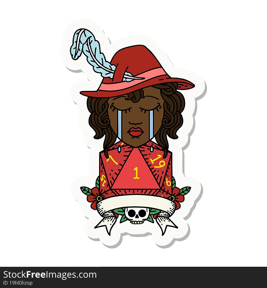 human bard character face sticker