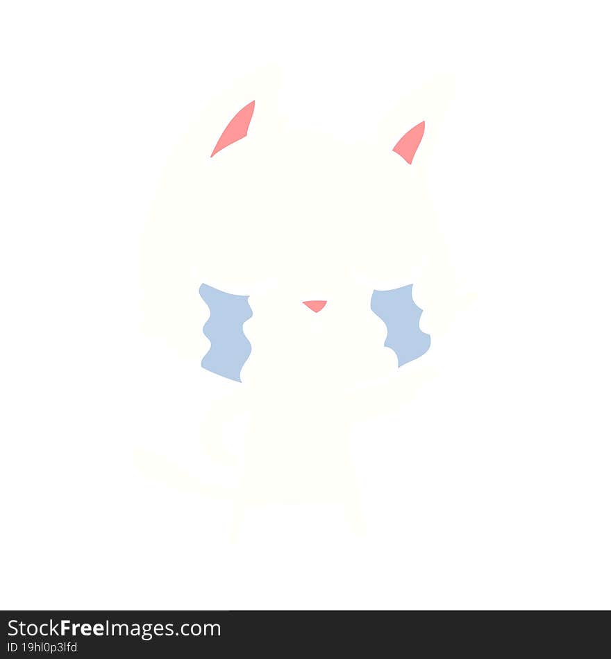 crying flat color style cartoon cat