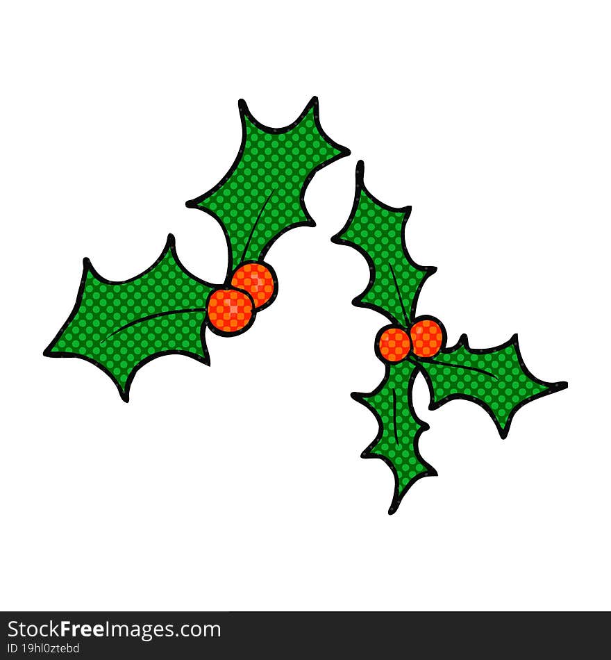 cartoon christmas holly