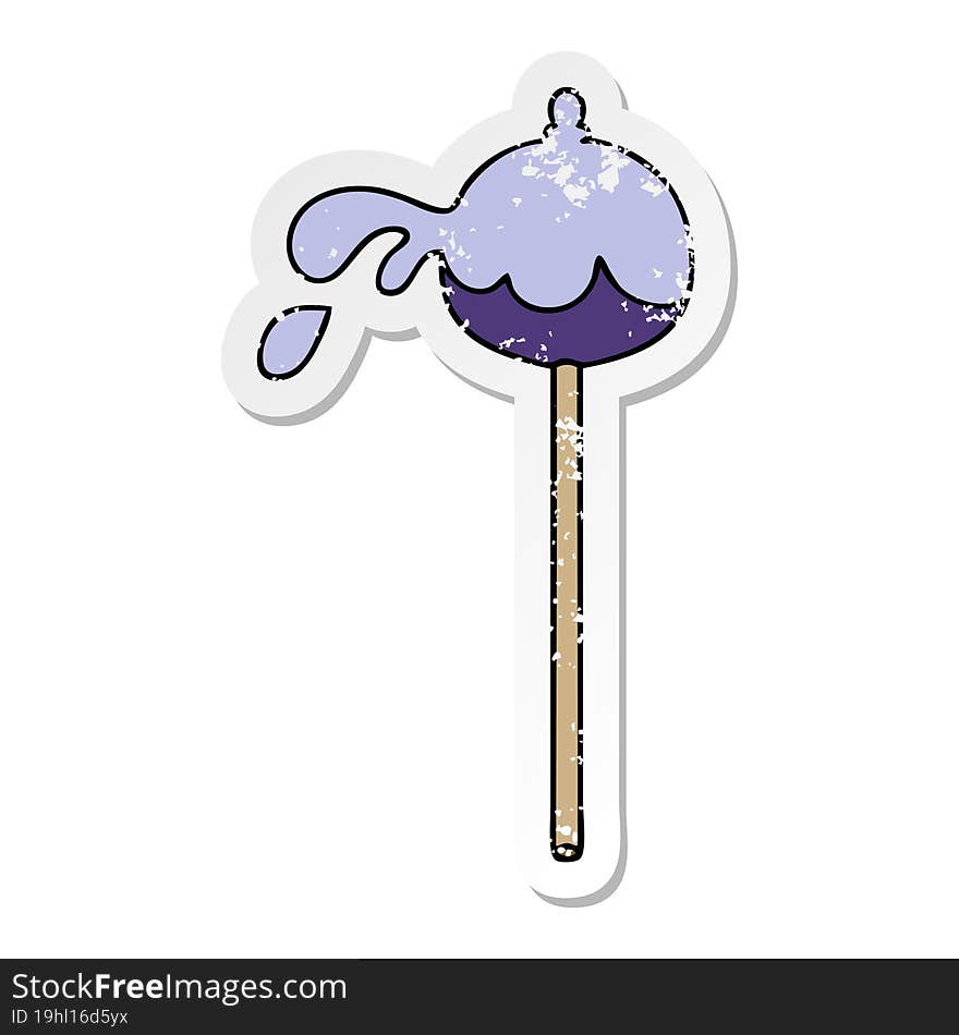 distressed sticker of a quirky hand drawn cartoon lolipop