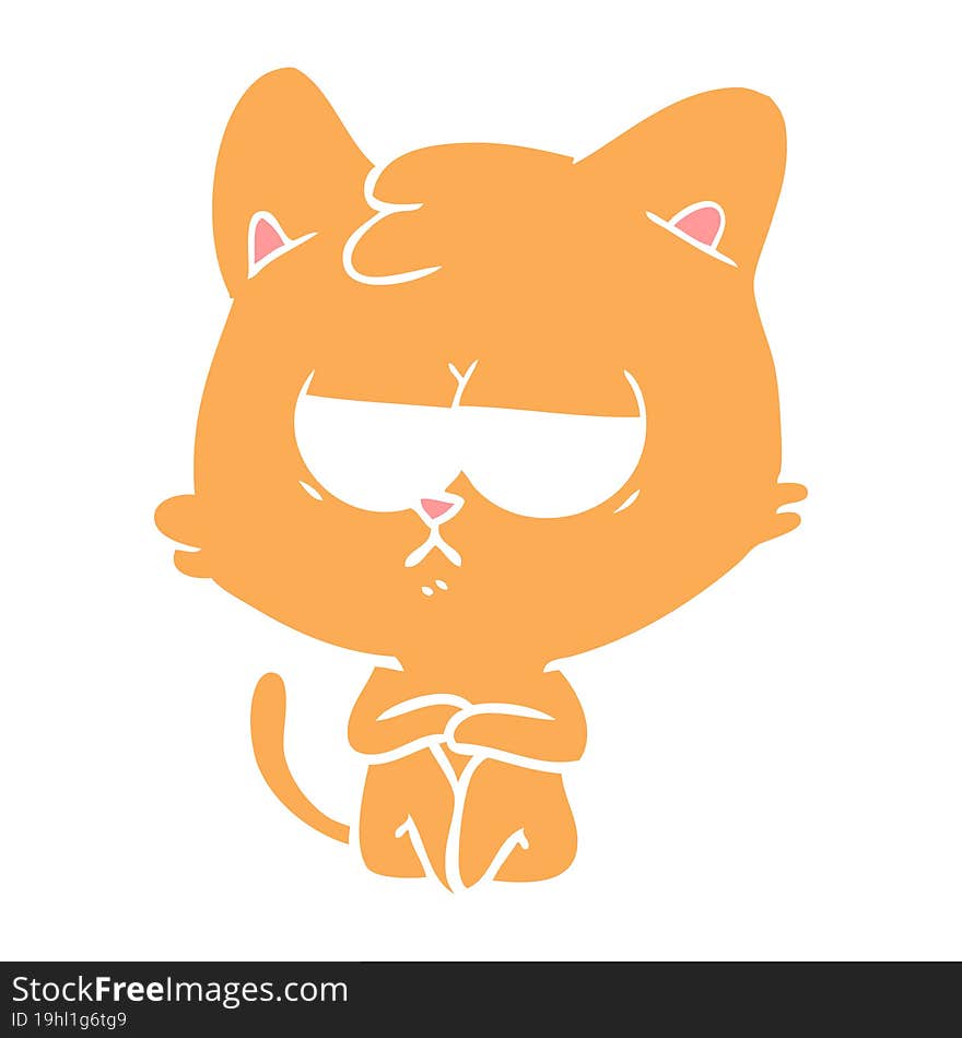 bored flat color style cartoon cat