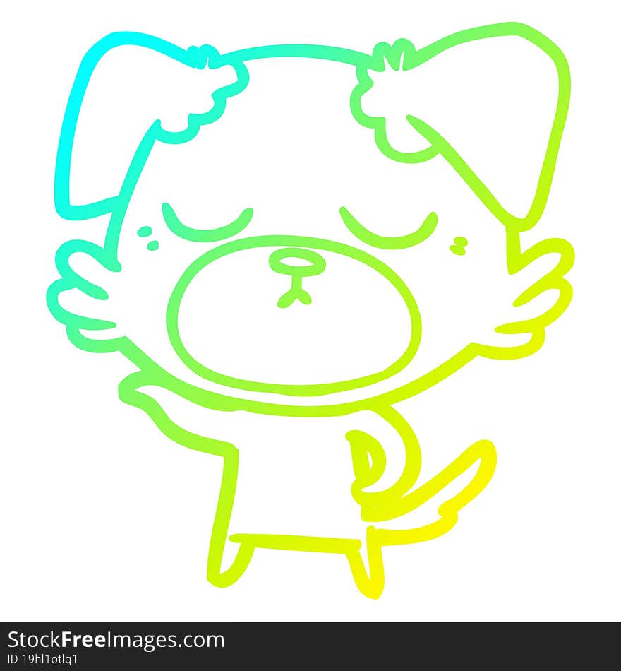 Cold Gradient Line Drawing Cute Cartoon Dog