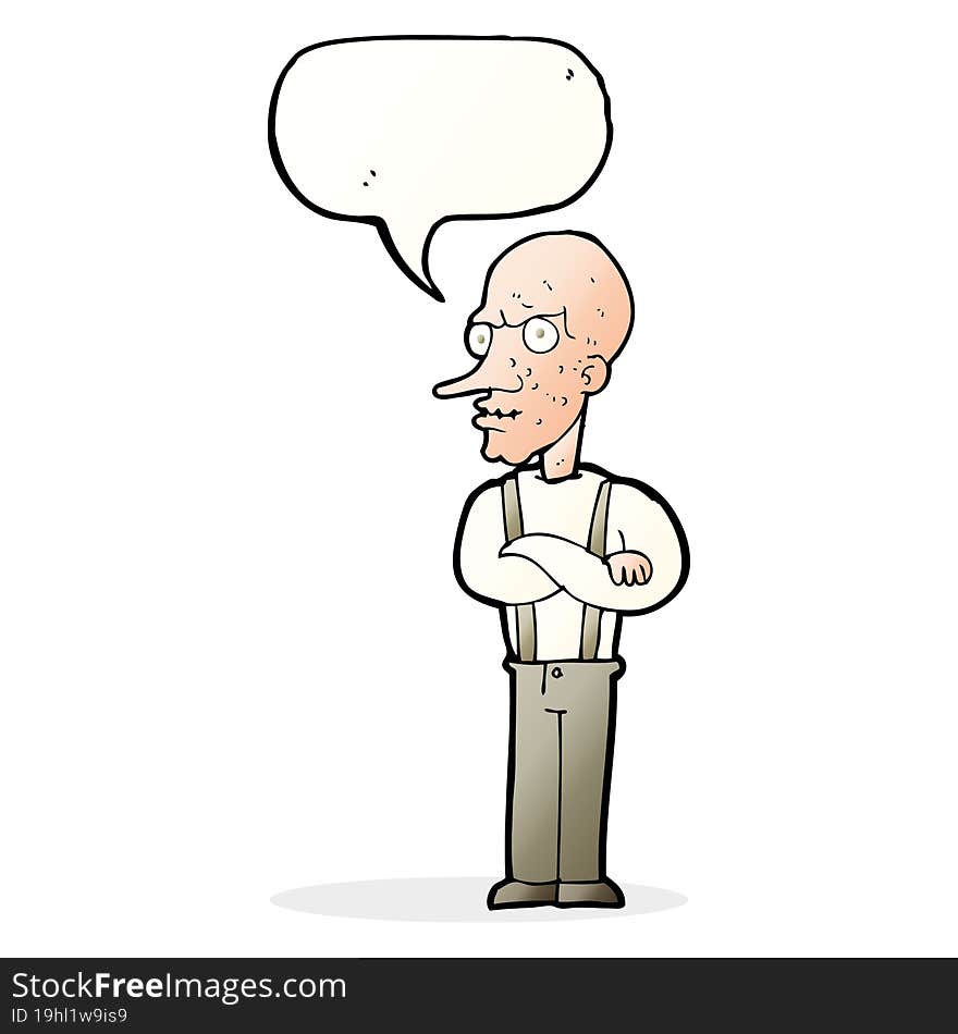 Cartoon Mean Old Man With Speech Bubble