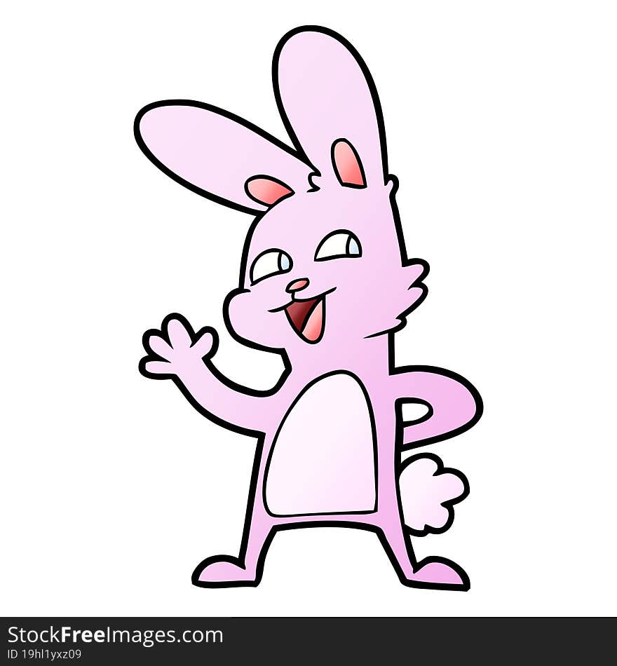 cartoon rabbit waving. cartoon rabbit waving