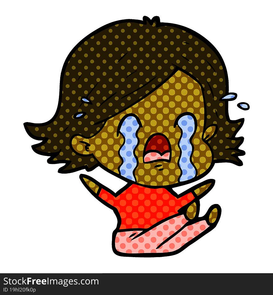 cartoon woman crying. cartoon woman crying