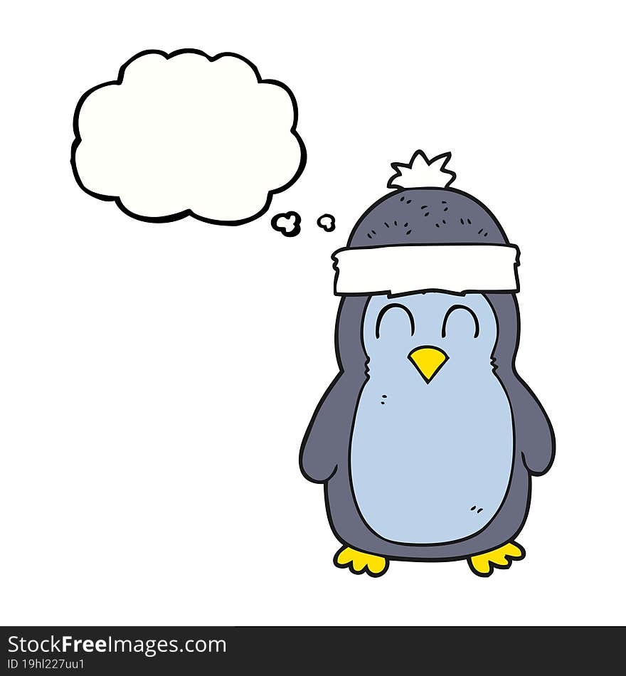 thought bubble cartoon penguin