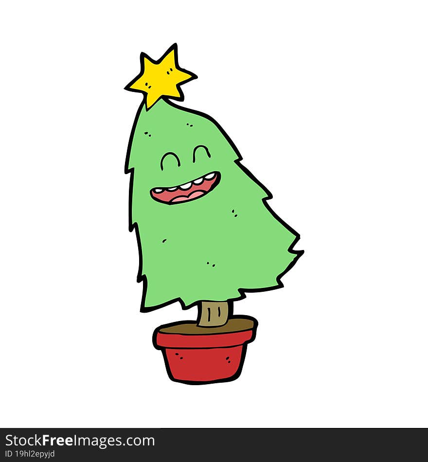 cartoon dancing christmas tree