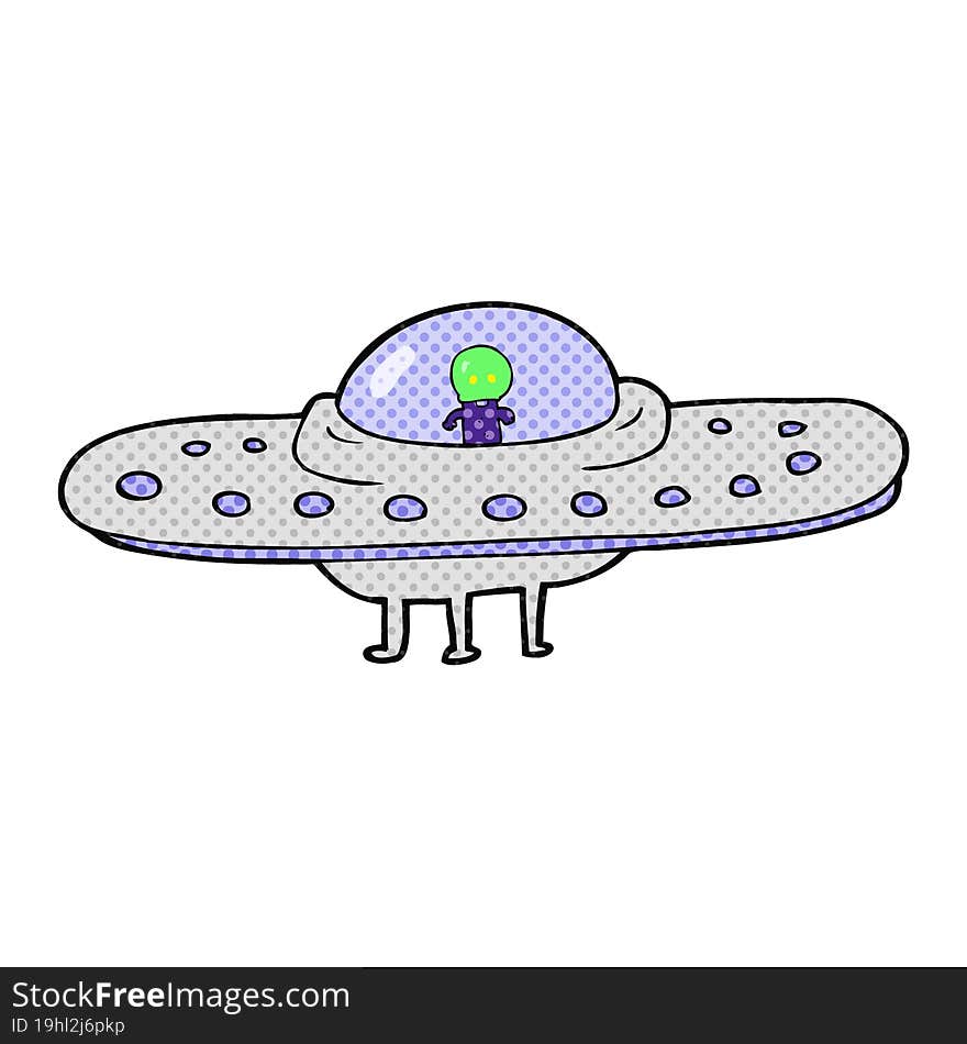 freehand drawn cartoon flying saucer