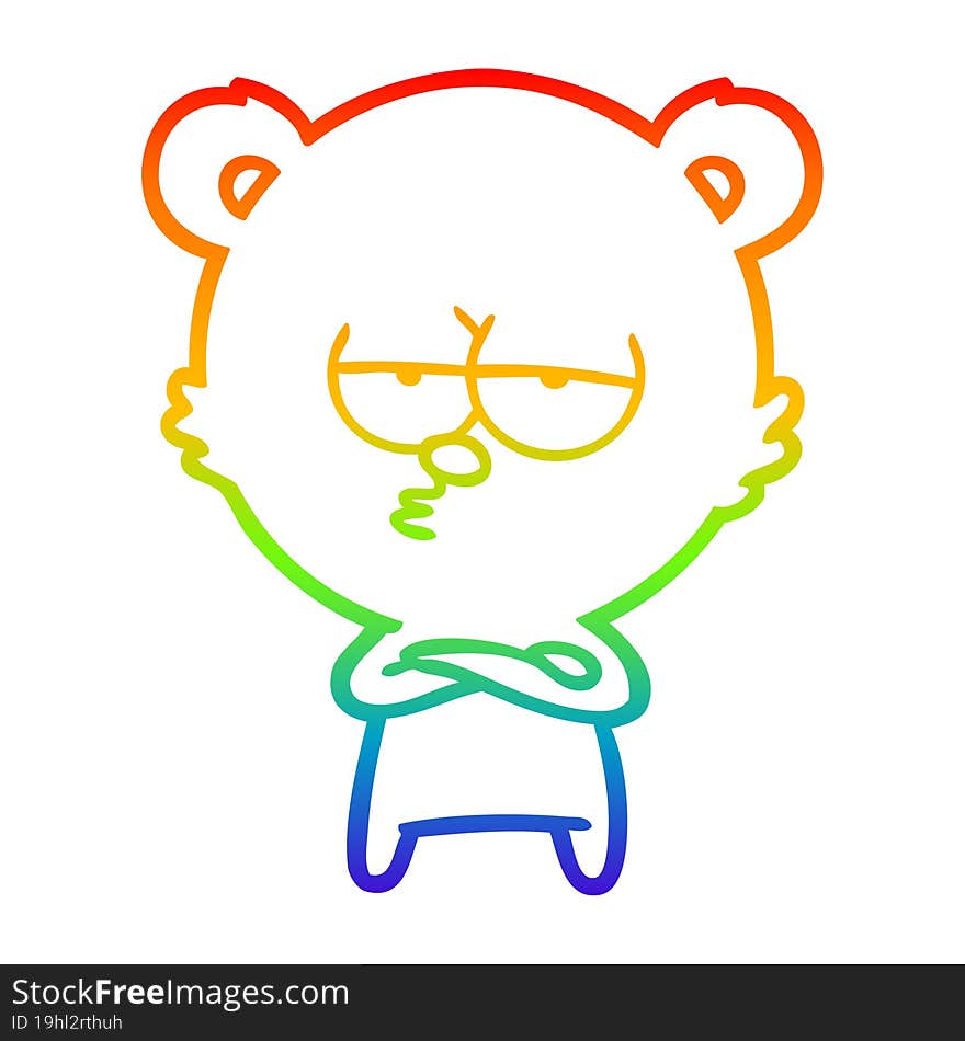 rainbow gradient line drawing bored bear cartoon