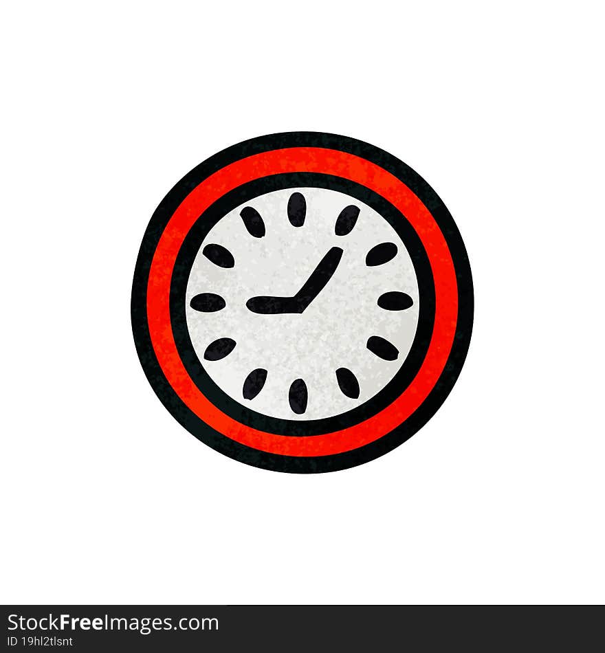 retro grunge texture cartoon of a wall clock