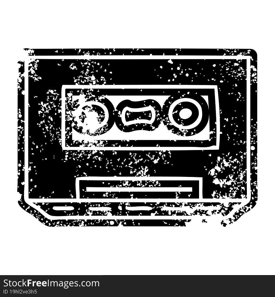 grunge icon drawing of a retro cassette tape