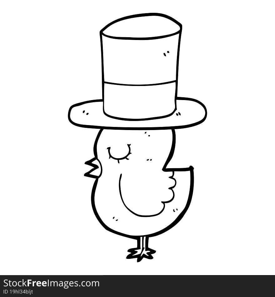 cartoon bird wearing top hat