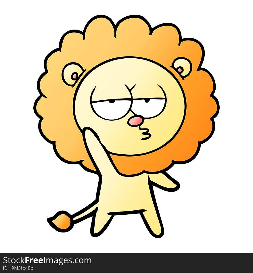 cartoon bored lion waving. cartoon bored lion waving