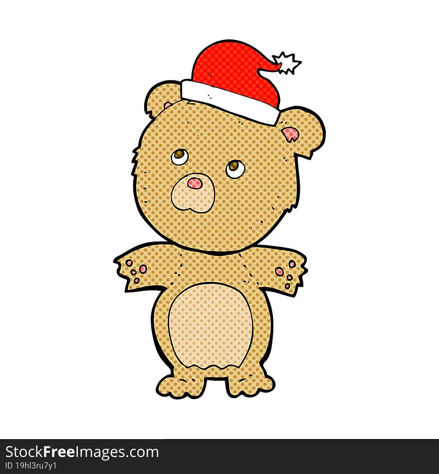 cartoon bear wearing christmas hat