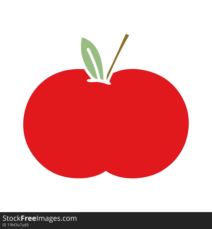 flat color retro cartoon red apple